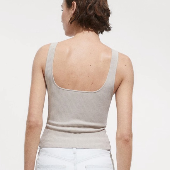 Mango Ribbed Tank Top - Light Gray - Picture 3 of 4